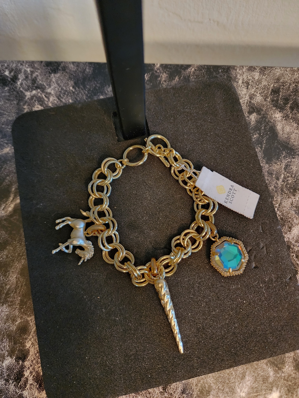 Kendra Scott Gold-Tone Unicorn Charm Bracelet with Aurora Crystal - Picture 4 of 8